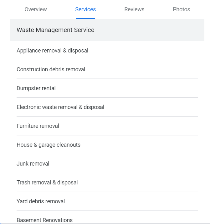 Dumpster rental services