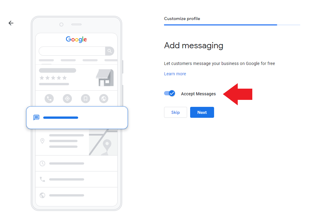Enable GMB messaging feature