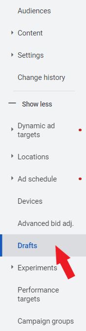 Google Ads draft campaigns