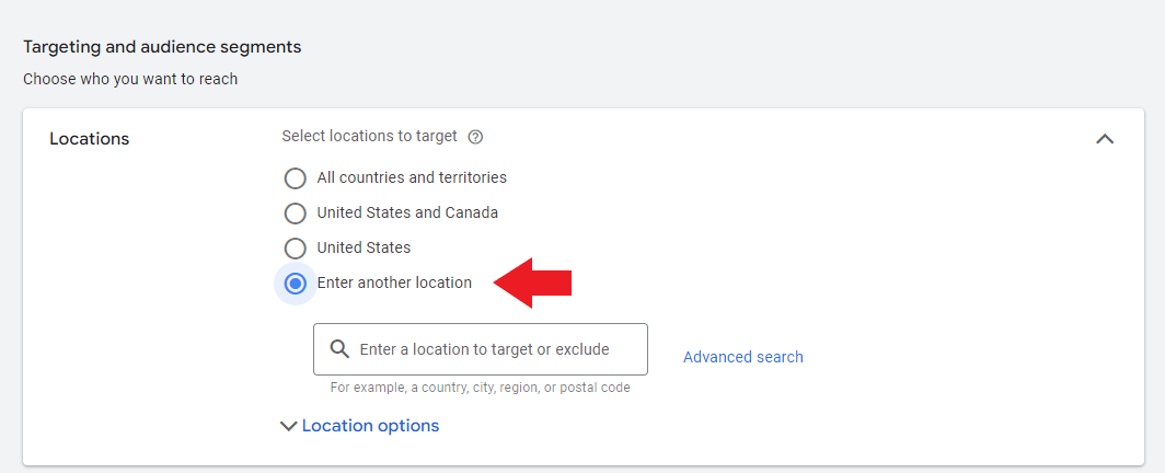 Choose a specific target location