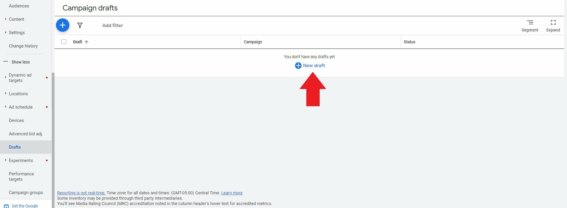 Create new campaign draft