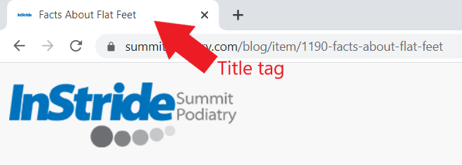 Title tag on a browser tab