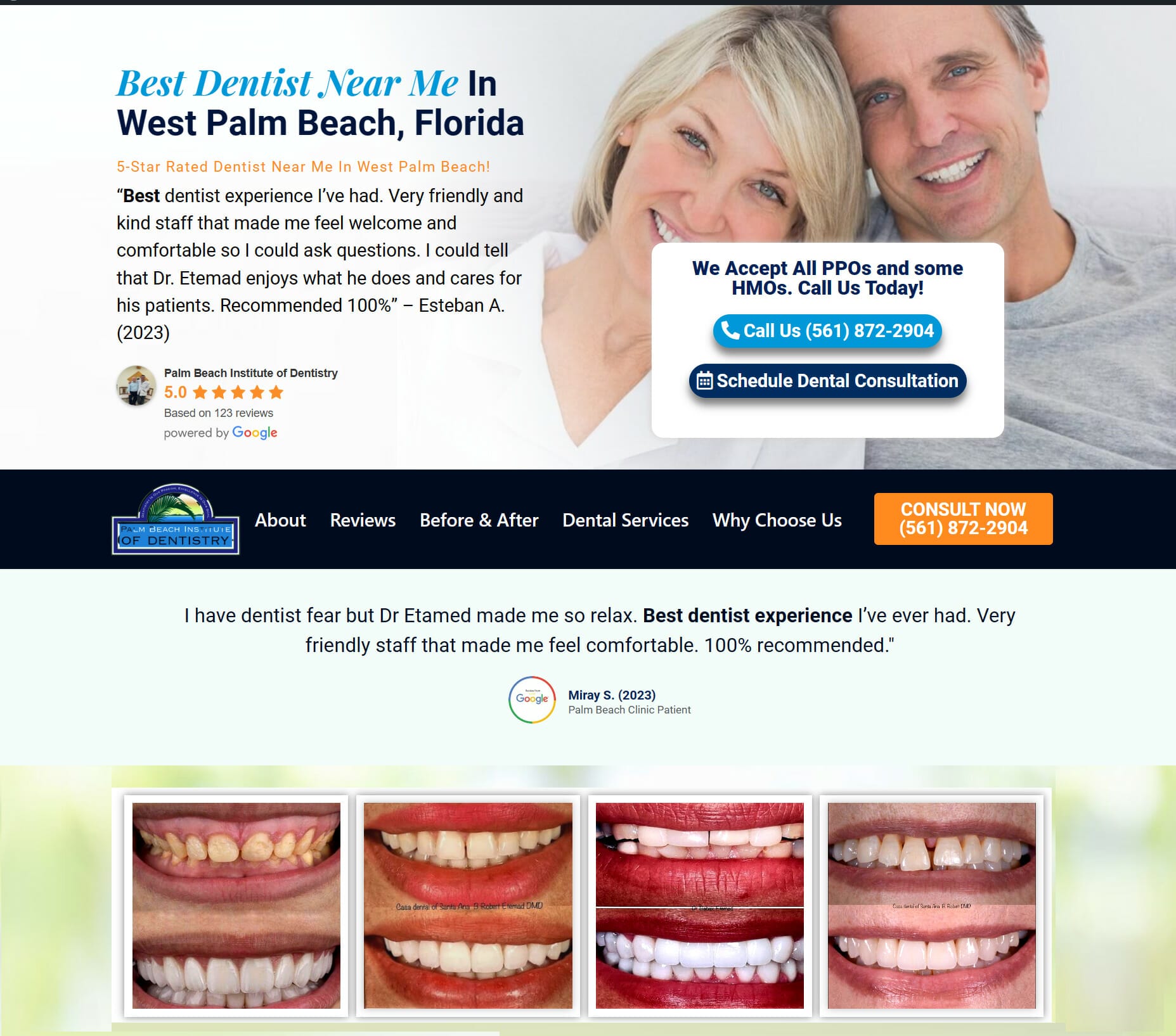Palm Beach Dentist landing page design
