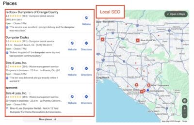 SEO dumpster rental local seo