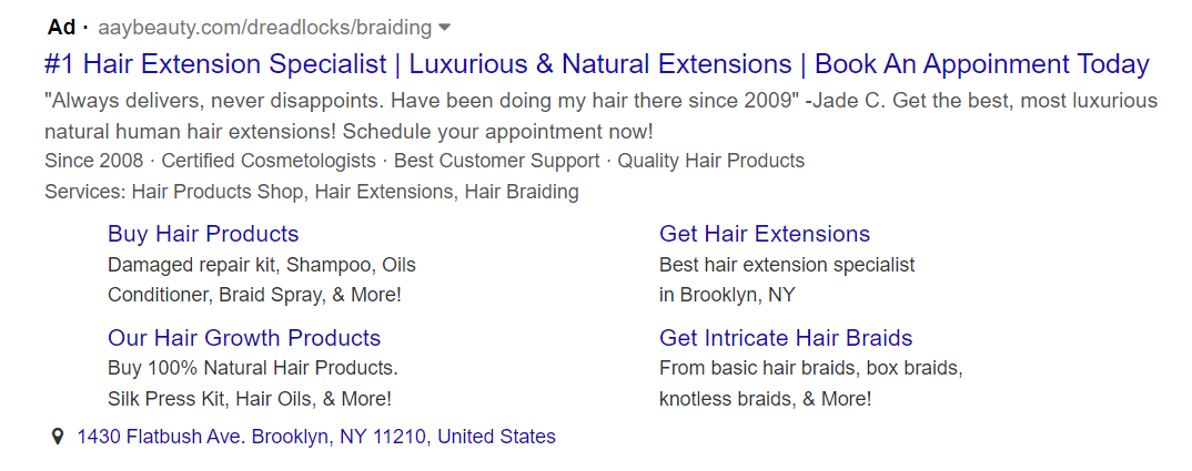 google ads campaign for hair salon ad copy 2