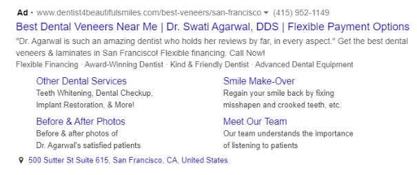 ad copy for dentist