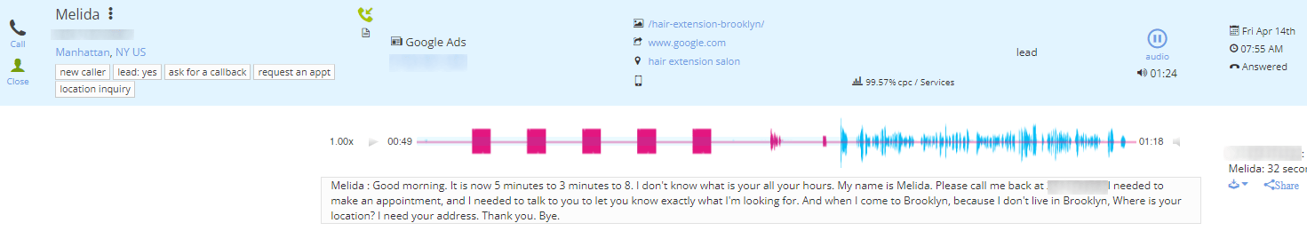 google ads campaign for hair salon call lead 5