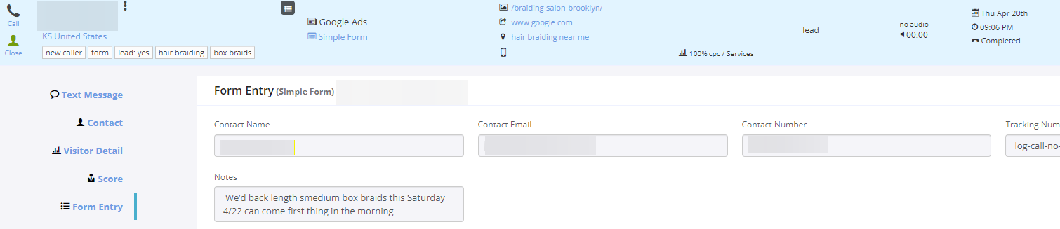 google ads campaign for hair salon form lead 3