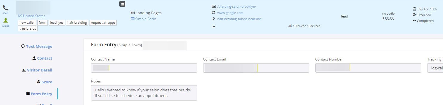 google ads campaign for hair salon form lead 8