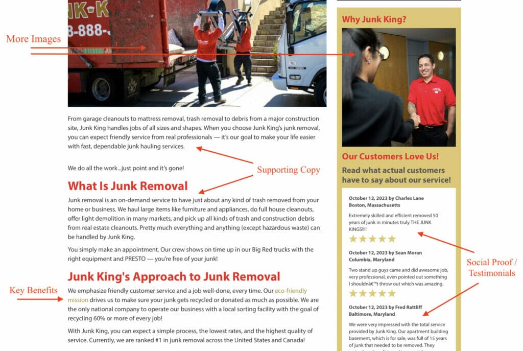 testimonials for junk removal services for ppc campaign