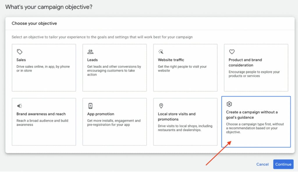 Selecting advertising campaign objective