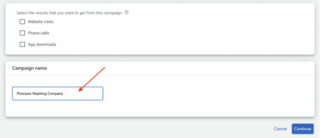 Choosing Campaign name 