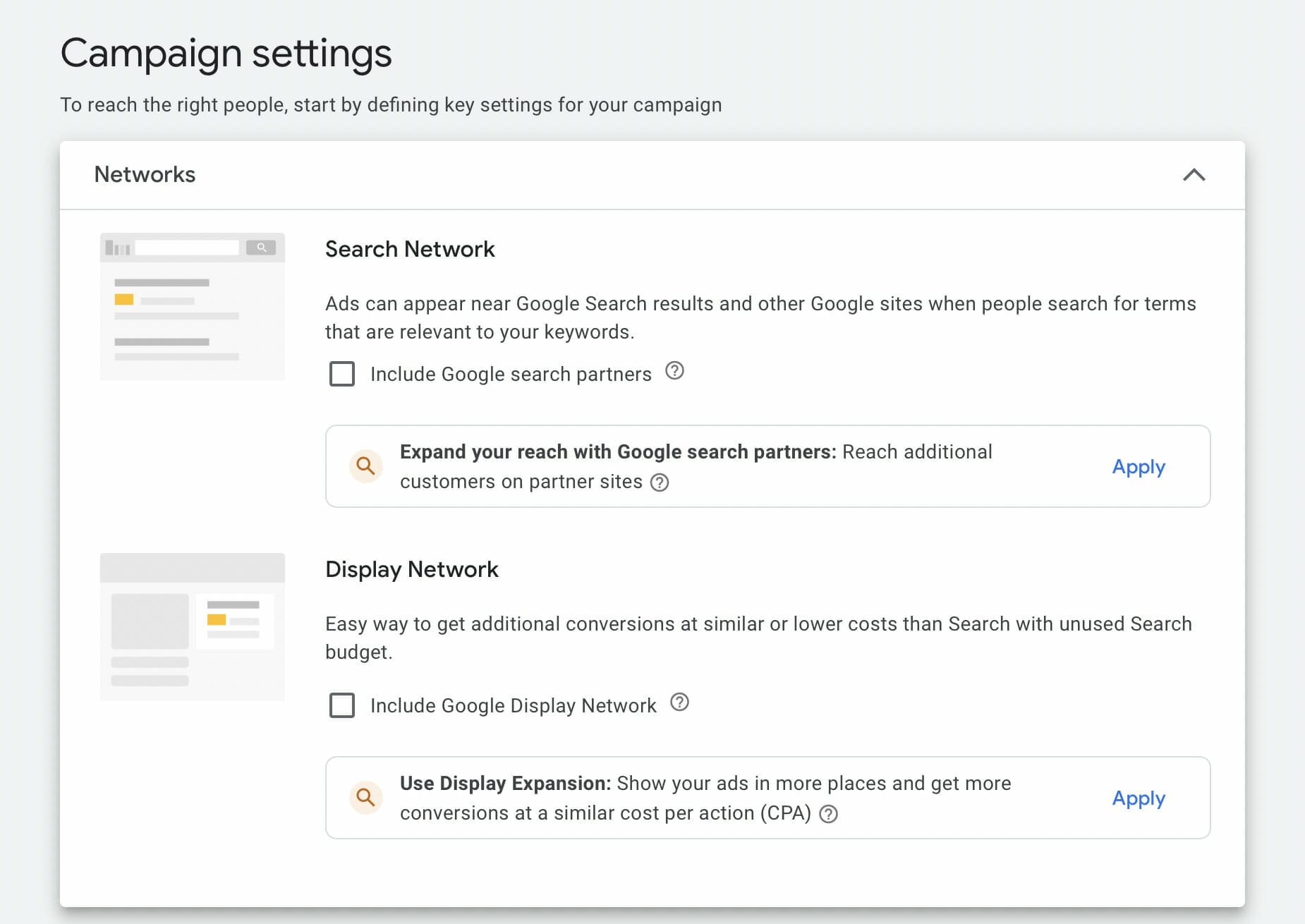 campaign network settings