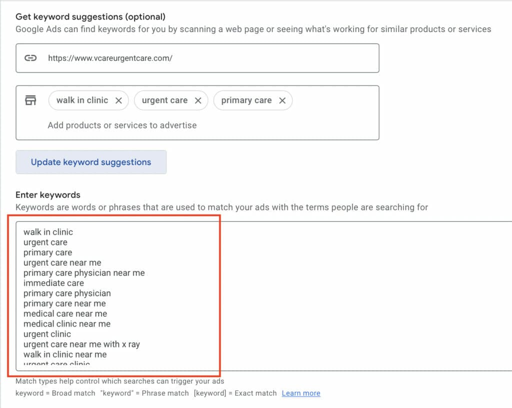 keyword suggestions for medical practitioners