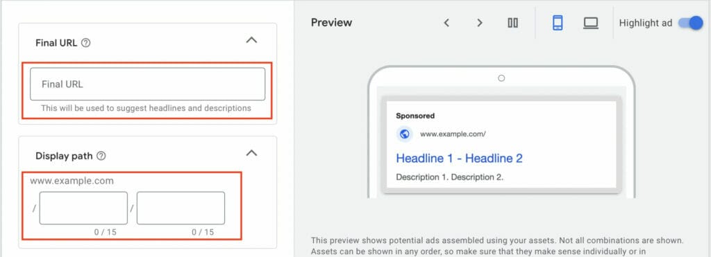 final url and display path cpc