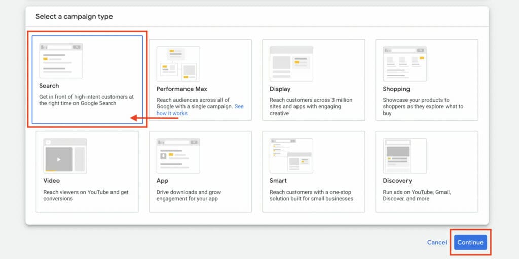 choosing campaign search type for ppc