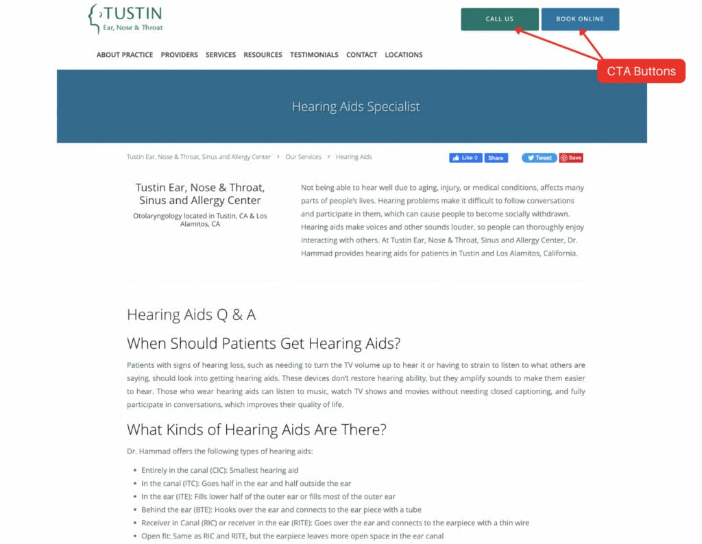 example 4 for ent doctors page lacking elements