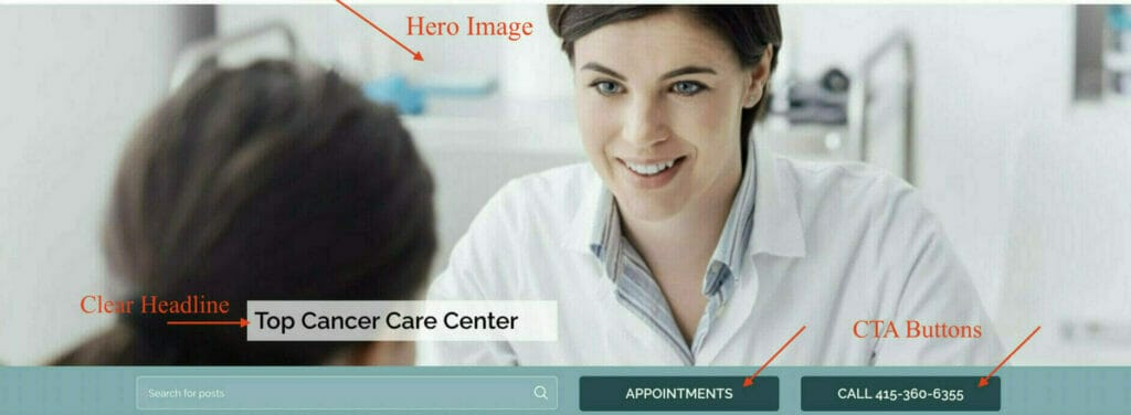 example for oncologists using keywords and hero shot images