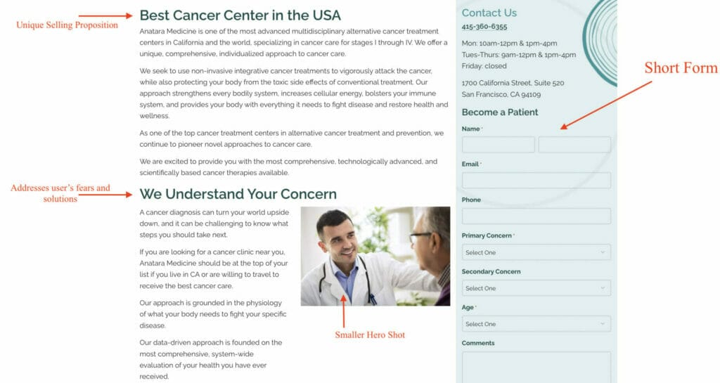 oncologists using unique selling proposition and earn trust elements