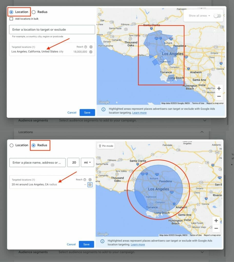 location and radius settings for gastro doctors