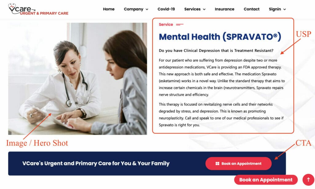 main page unique selling property usp ppc