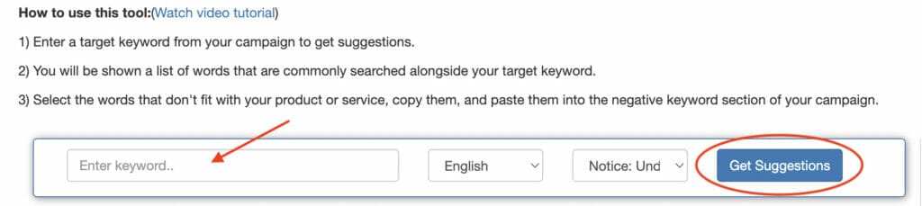 negative keyword pro tool 