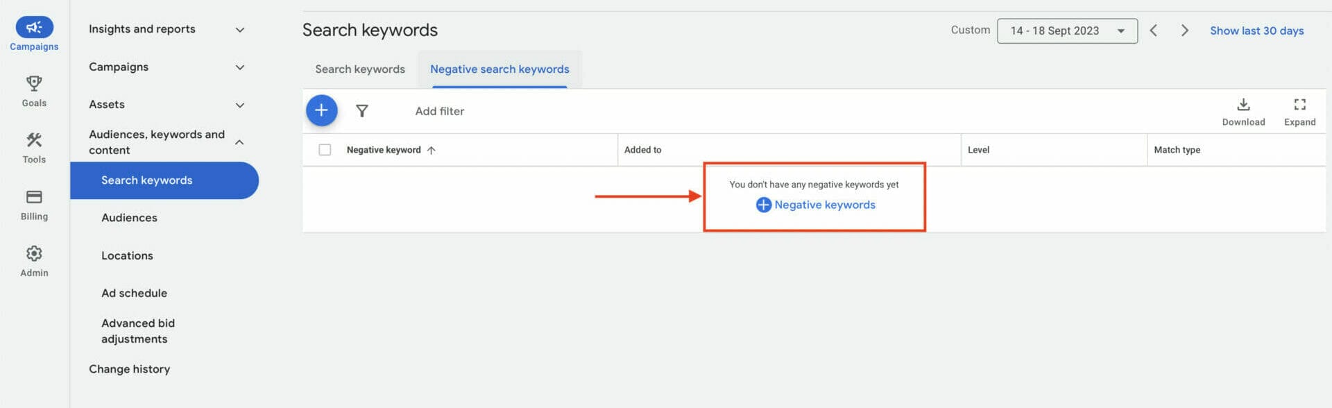 negative keywords for vets campaign