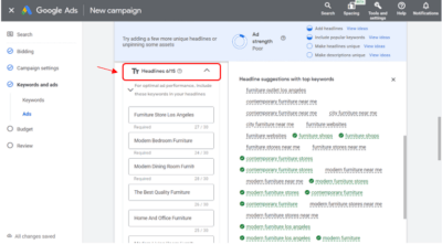 Google Ads for Furniture Stores