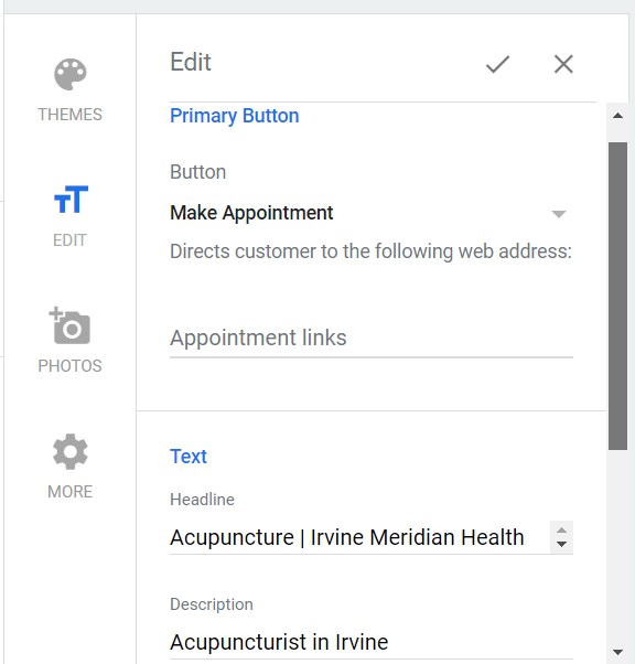 Add information on your Google Business Profile website
