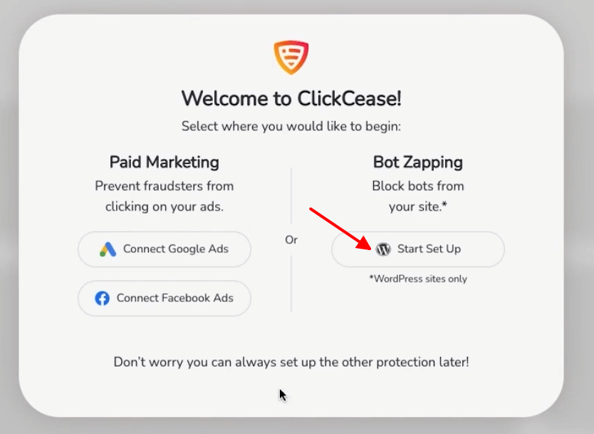 Click "Start Set Up" under "Bot Zapping"