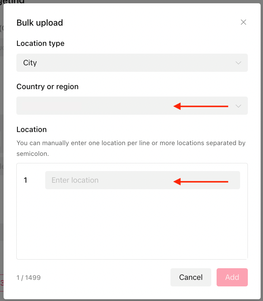 bulk location settings for tiktok campaign