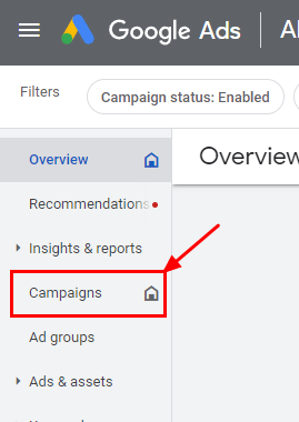 Go to Google Ads campaign dashboard