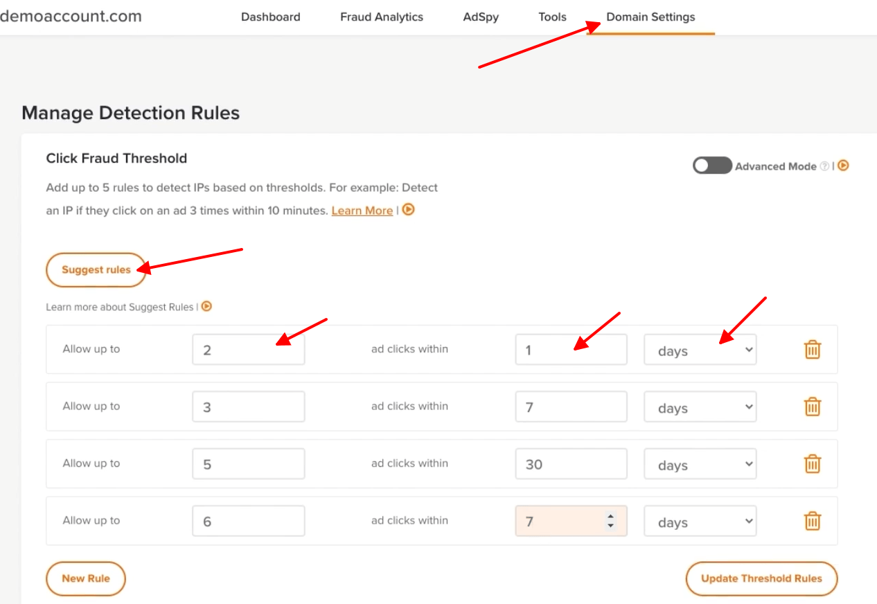 Manage ClickCease detection rules