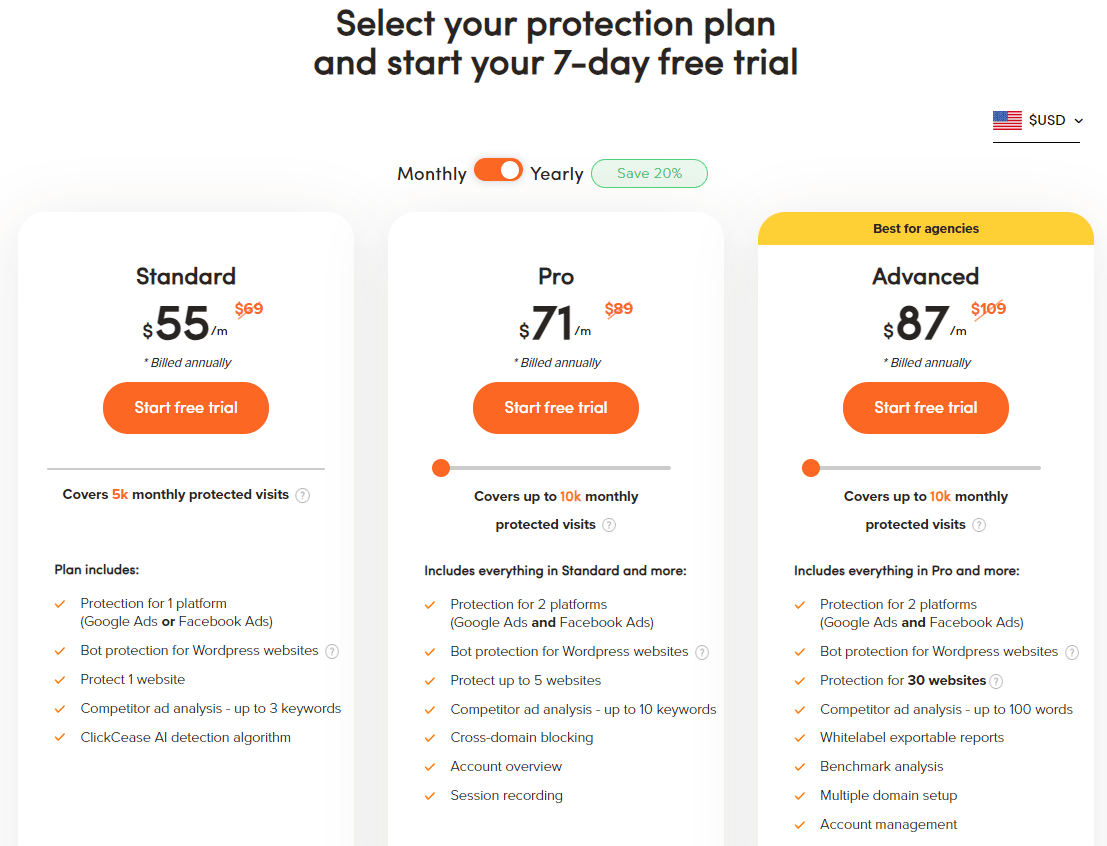 Select ClickCease pricing tier that suits your business