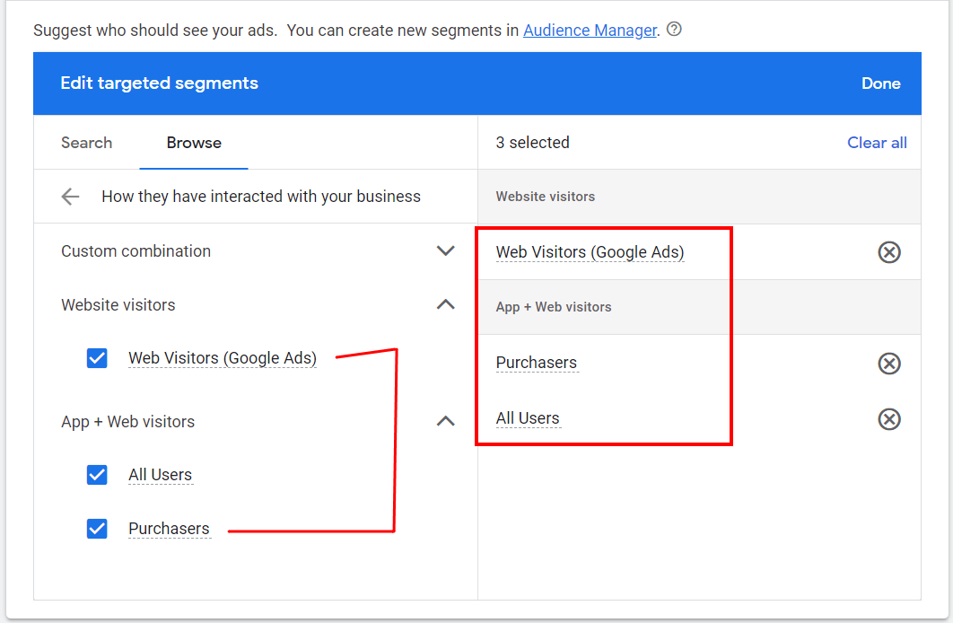 Select the audience segment