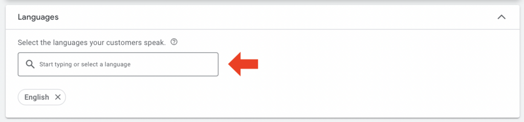 english language settings