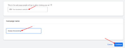Enter your campaign name and website URL