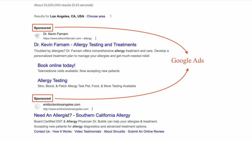 examples of sponsored ppc campaigns for allergists