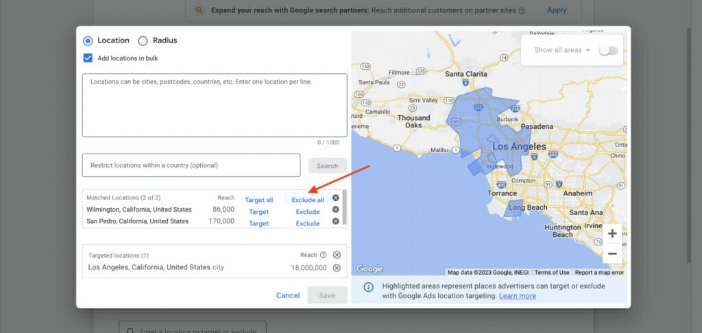 excluding locations for allergists