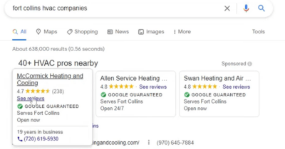 Google Local Service Ads (Google Guaranteed) for HVAC companies.