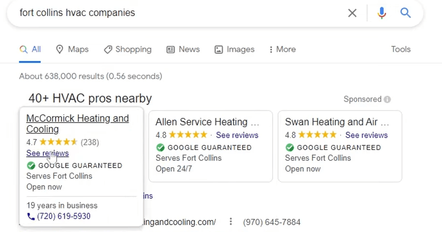 Google Local Service Ads (Google Guaranteed) for HVAC companies.