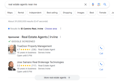 Google Local Service Ads (Google Screened) for real estate agents