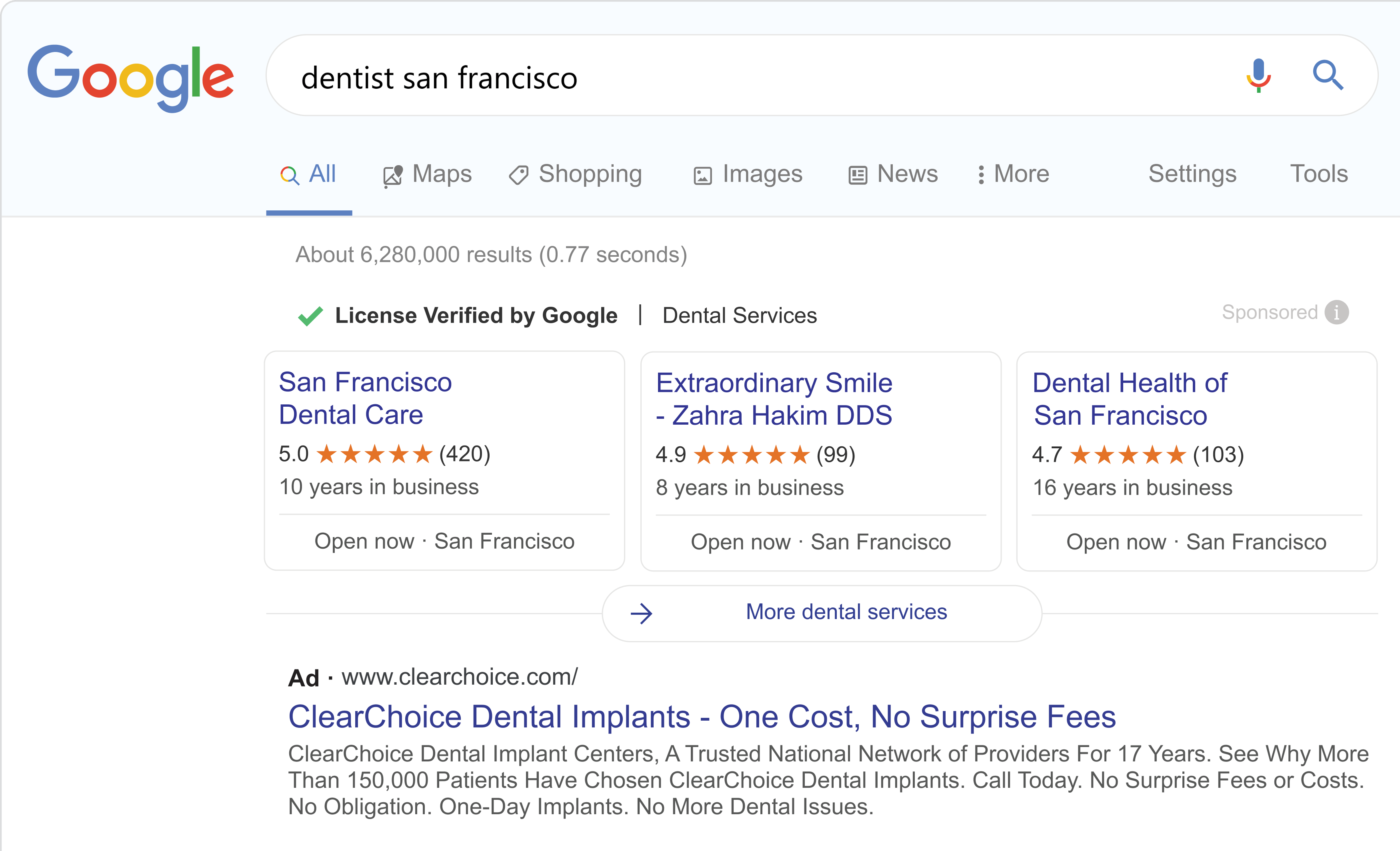 Google Local Service Ads (Licensed Verified) for dentists