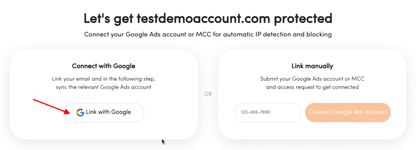 Click “Link with Google” and follow the instructions