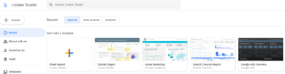 Looker studio homepage