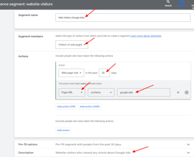 Customize your audience segment based on the criteria you've selected.