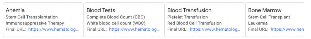 sitelinks for hematology campaign