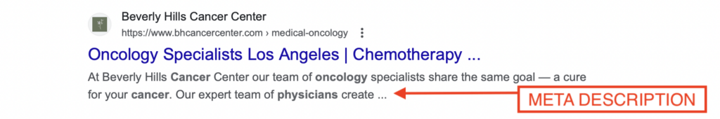 meta description for oncology site example