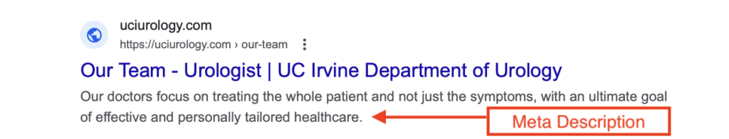 meta description for urology page example