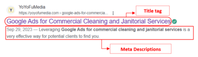Title Tag and Meta Descriptions